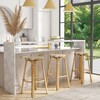 Tobias Round Rattan 30" Bar Stool, Tan and White Stripe - Accent Seating - 2