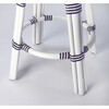 Tobias Rattan Round 24" Counter Stool, White and Navy Stripe - Accent Seating - 3