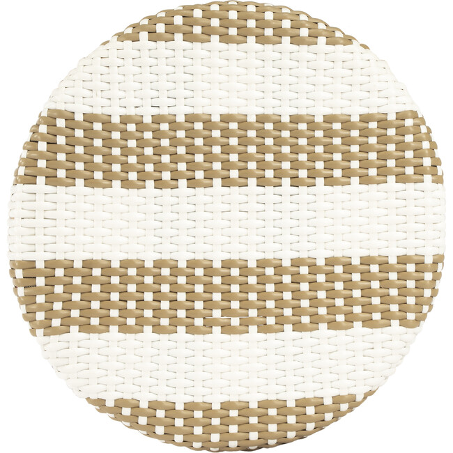 Tobias Round Rattan 30" Bar Stool, Tan and White Stripe - Accent Seating - 4
