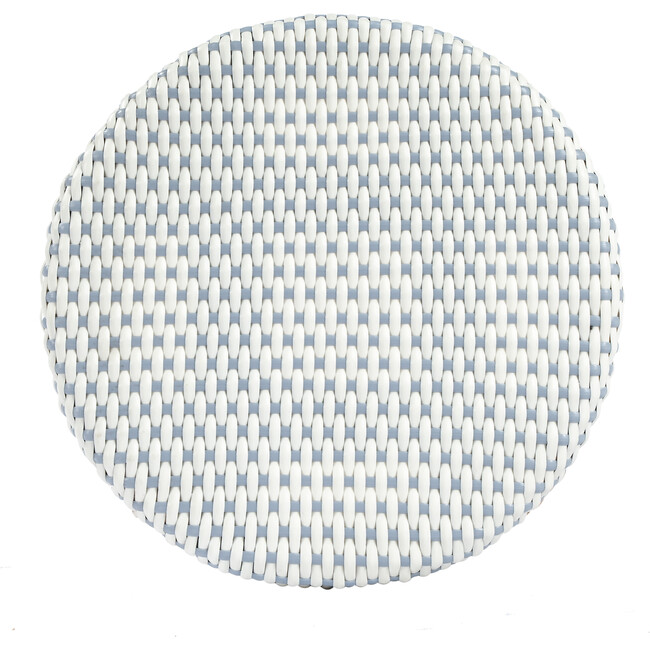 Tobias Rattan Round 24" Counter Stool, White and Sky Blue Dot - Accent Seating - 4