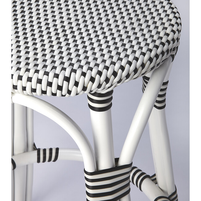 Tobias Rattan Round 24" Counter Stool, White and Black Dot - Accent Seating - 4