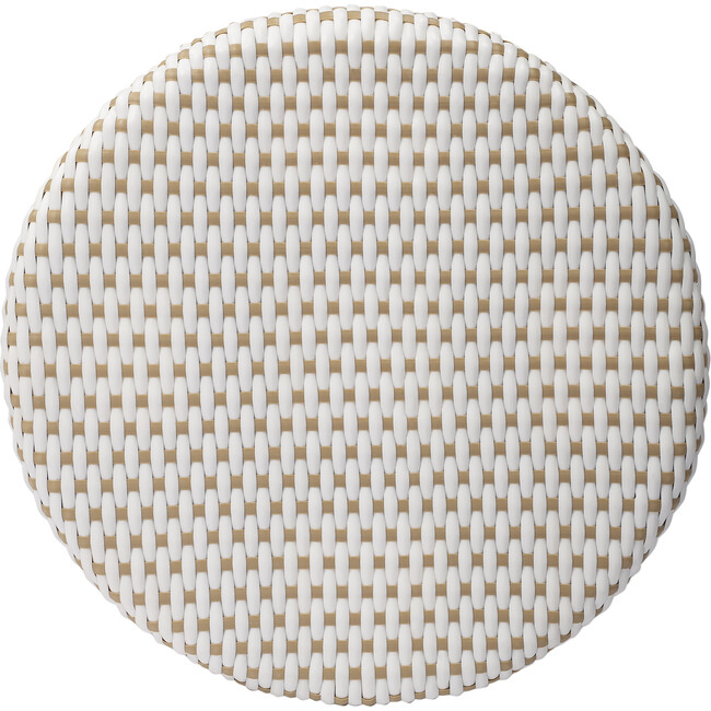 Tobias Rattan Round 24" Counter Stool, White and Tan Dot - Accent Seating - 5