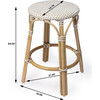 Tobias Rattan Round 24" Counter Stool, White and Tan Dot - Accent Seating - 6