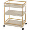 Tobias Outdoor Rattan and Metal 3- Tier Bar Cart, Beige and White - Outdoor Home - 1 - thumbnail