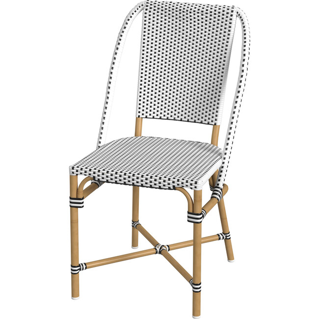 Tobias Outdoor Rattan  Bistro Dining Chair, Black and White