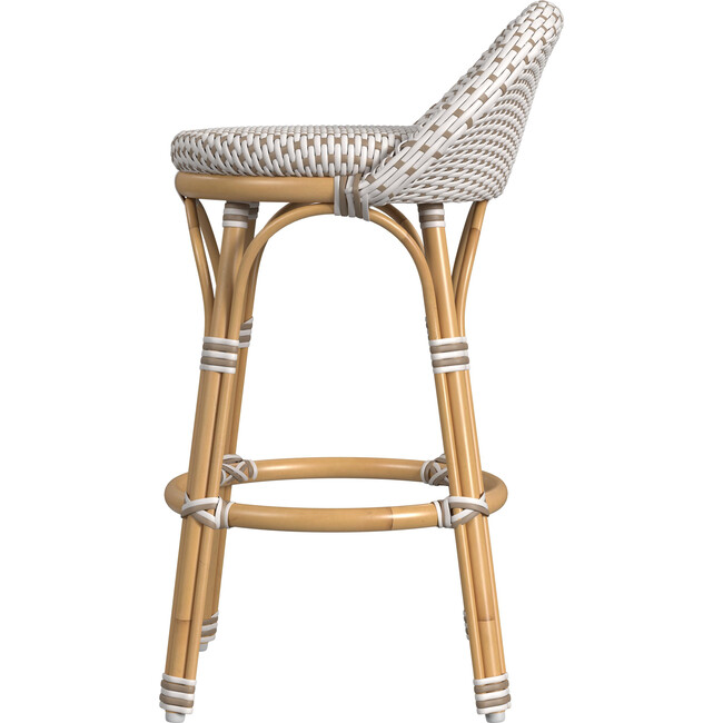 Tobias Outdoor Rattan and Metal Low Back Counter stool, Beige and White - Outdoor Home - 3