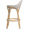 Tobias Outdoor Rattan and Metal Low Back Counter stool, Beige and White - Outdoor Home - 3