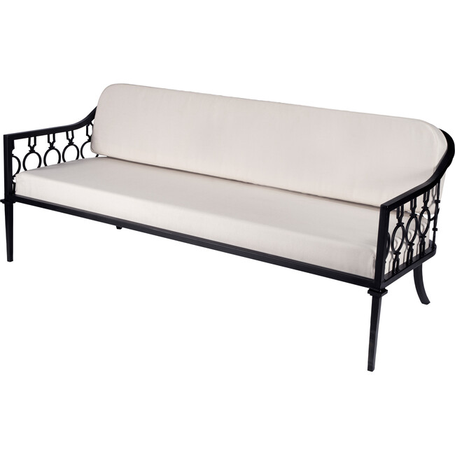Southport Iron Outdoor Upholstered Sofa, Black