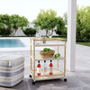 Tobias Outdoor Rattan and Metal 3- Tier Bar Cart, Beige and White - Outdoor Home - 2