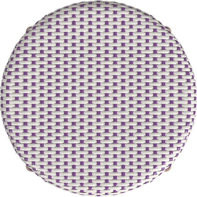 Tobias Rattan Round 24" Counter Stool, White and Purple Dot - Accent Seating - 4