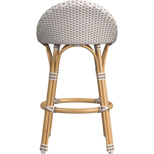 Tobias Outdoor Rattan and Metal Low Back Counter stool, Beige and White - Outdoor Home - 4