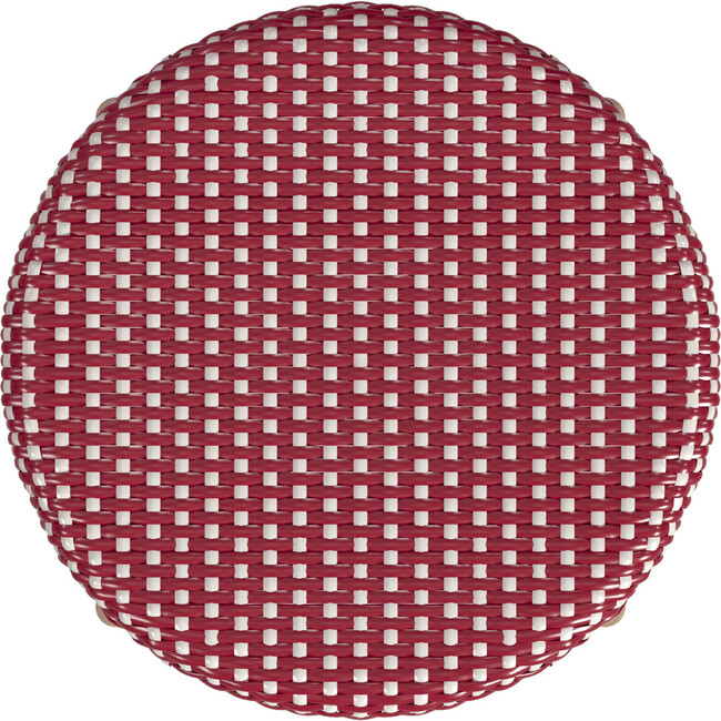 Tobias Rattan Round 24" Counter Stool, Red and White Dot - Accent Seating - 3