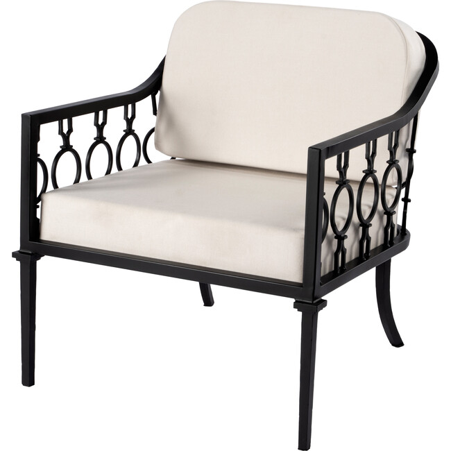 Southport Iron Outdoor Upholstered Lounge Chair, Black
