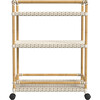 Tobias Outdoor Rattan and Metal 3- Tier Bar Cart, Beige and White - Outdoor Home - 3