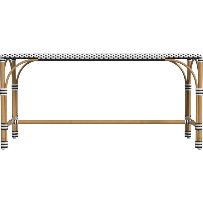 Tobias Outdoor Rattan  Rectangular Dining Bench, Black and White - Outdoor Home - 2