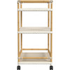 Tobias Outdoor Rattan and Metal 3- Tier Bar Cart, Beige and White - Outdoor Home - 4