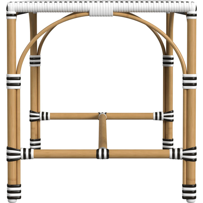Tobias Outdoor Rattan  Rectangular Dining Bench, Black and White - Outdoor Home - 3
