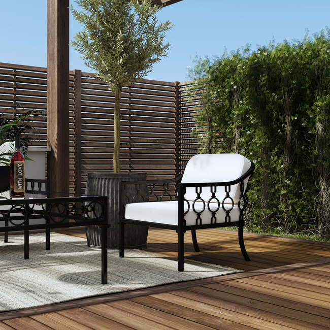 Southport Iron Outdoor Upholstered Lounge Chair, Black - Outdoor Home - 2