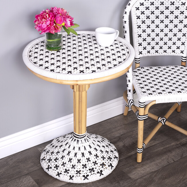 Tenor Rattan Bistro Table, White - Accent Tables - 3