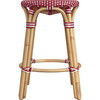 Tobias Rattan Round 24" Counter Stool, Red and White Dot - Accent Seating - 4