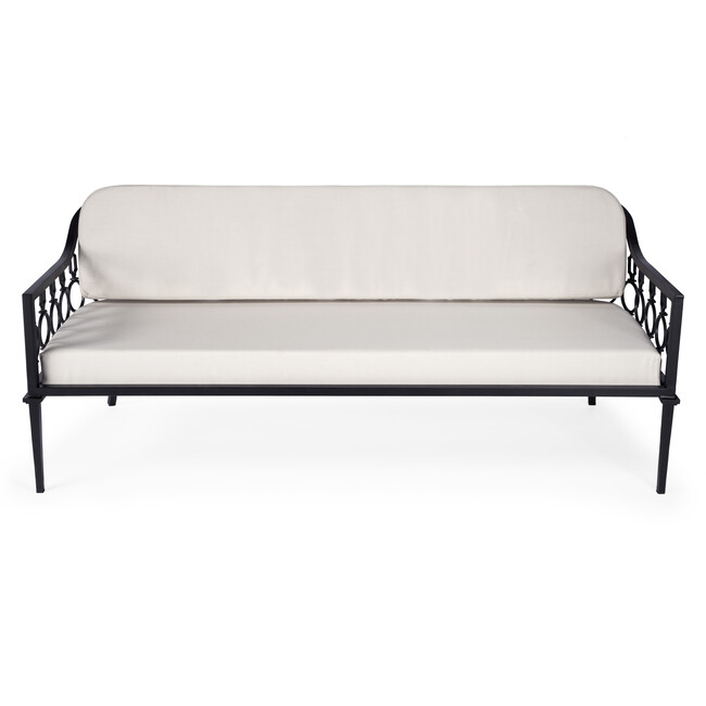 Southport Iron Outdoor Upholstered Sofa, Black - Outdoor Home - 3