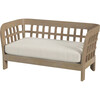 Monhegan Teak Outdoor Upholstered Loveseat, Light Brown - Outdoor Home - 1 - thumbnail