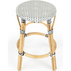 Tobias Rattan Round 24" Counter Stool, White and Navy Dot - Accent Seating - 4
