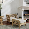 Monhegan Teak Outdoor Upholstered Lounge Chair, Light Brown - Outdoor Home - 2