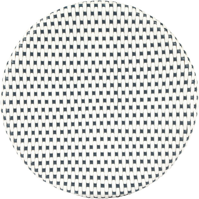 Tobias Rattan Round 24" Counter Stool, White and Navy Dot - Accent Seating - 5