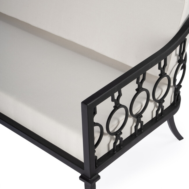 Southport Iron Outdoor Upholstered Sofa, Black - Outdoor Home - 5