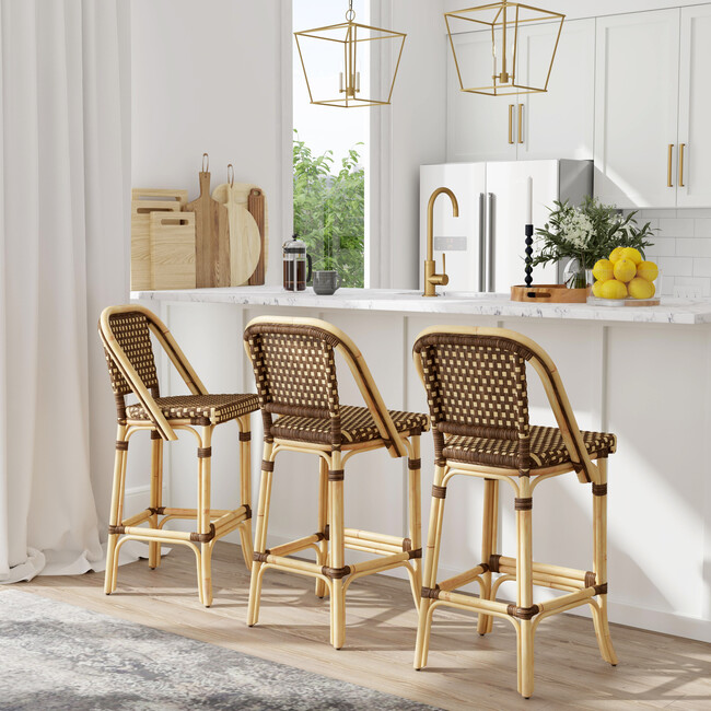 Lila Rattan 28" Bar Stool, Medium Brown - Accent Seating - 3