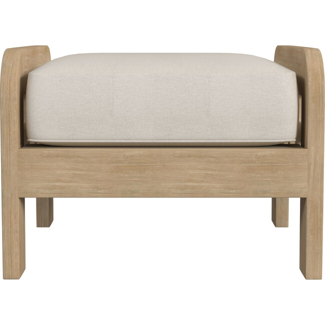 Monhegan Teak Outdoor Upholstered Ottoman, Light Brown - Outdoor Home - 3