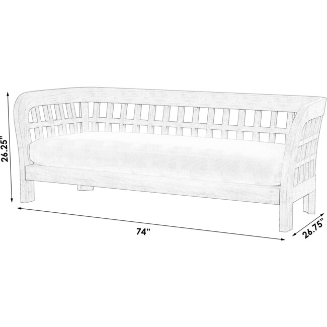 Monhegan Teak Outdoor Upholsered Sofa, Light Brown - Outdoor Home - 6