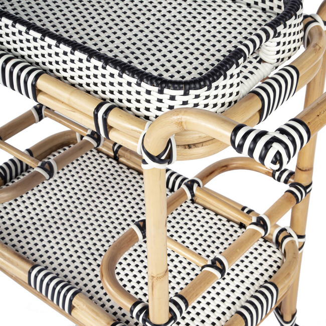 Selena Rattan Bar Cart, Black and White - Accent Tables - 6