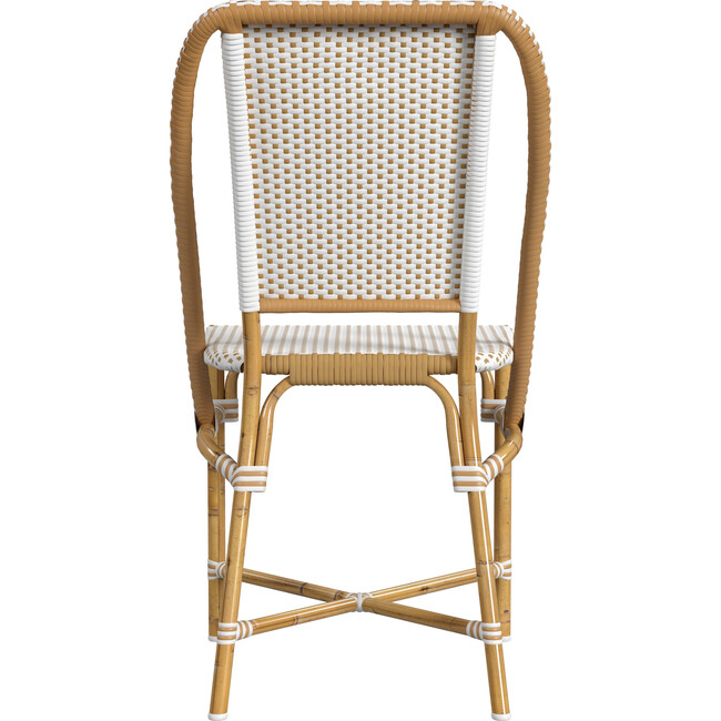 Tobias Outdoor Rattan Bistro Dining Chair, Beige and White - Outdoor Home - 4