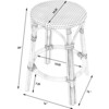 Tobias Rattan Round 24" Counter Stool, White and Navy Dot - Accent Seating - 6
