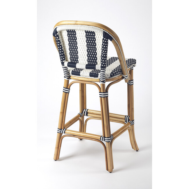 Lila Rattan 28" Bar Stool, Blue - Accent Seating - 3