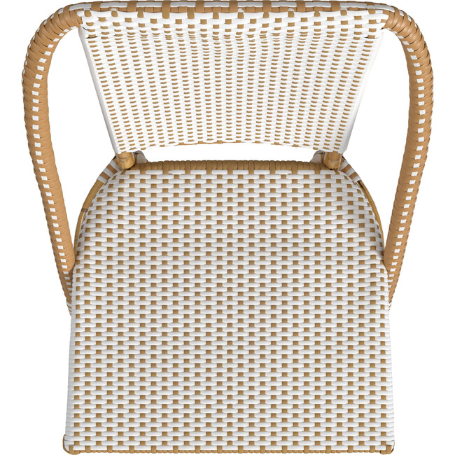 Tobias Outdoor Rattan Bistro Dining Chair, Beige and White - Outdoor Home - 5