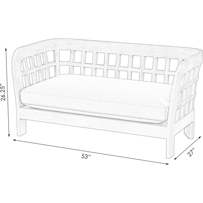 Monhegan Teak Outdoor Upholstered Loveseat, Light Brown - Outdoor Home - 6