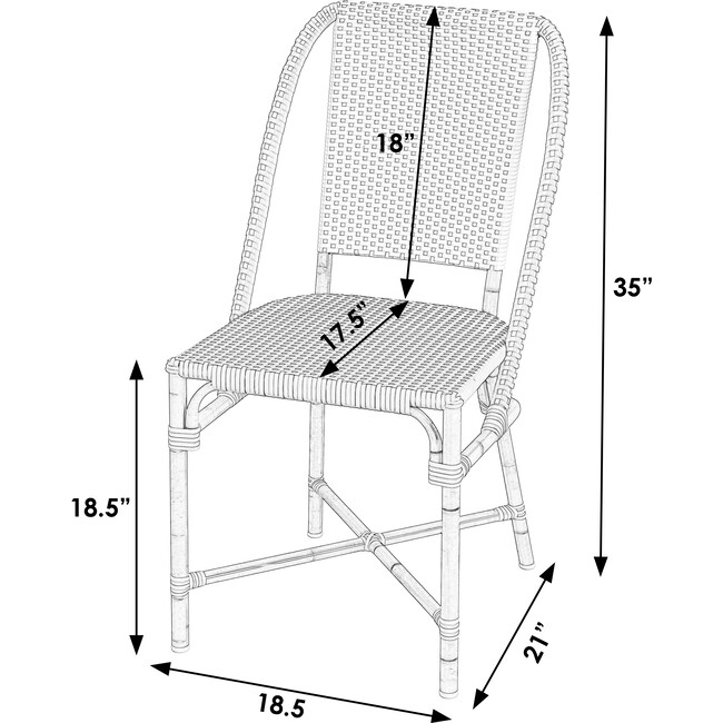 Tobias Outdoor Rattan Bistro Dining Chair, Beige and White - Outdoor Home - 6