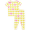 Bamboo Lemon Hearts Pajama Set, Yellow And Pink - Pajamas - 1 - thumbnail