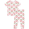 Bamboo Strawberries Pajama Set, White And Red - Pajamas - 1 - thumbnail