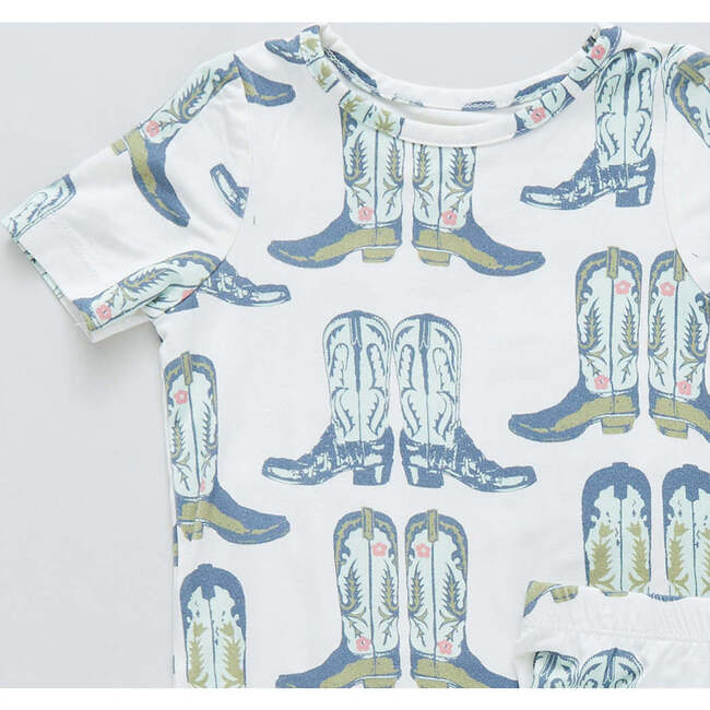 Bamboo Cowboy Boots Pajama Set, Blue And Green - Pajamas - 4