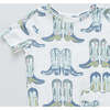 Bamboo Cowboy Boots Pajama Set, Blue And Green - Pajamas - 4