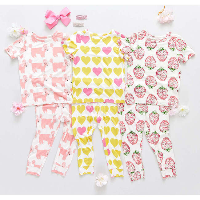 Bamboo Poodle Party Pajama Set, White And Pink - Pajamas - 4