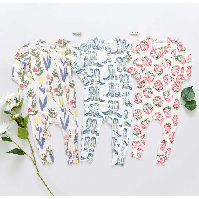 Bamboo Cowboy Boots Romper, Blue And Green - Rompers - 6