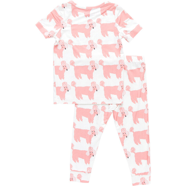 Bamboo Poodle Party Pajama Set, White And Pink - Pajamas - 5