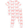 Bamboo Poodle Party Pajama Set, White And Pink - Pajamas - 5