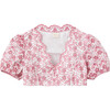 Margaux V-Neck Embroidered Crop Top, Pink - Blouses - 1 - thumbnail