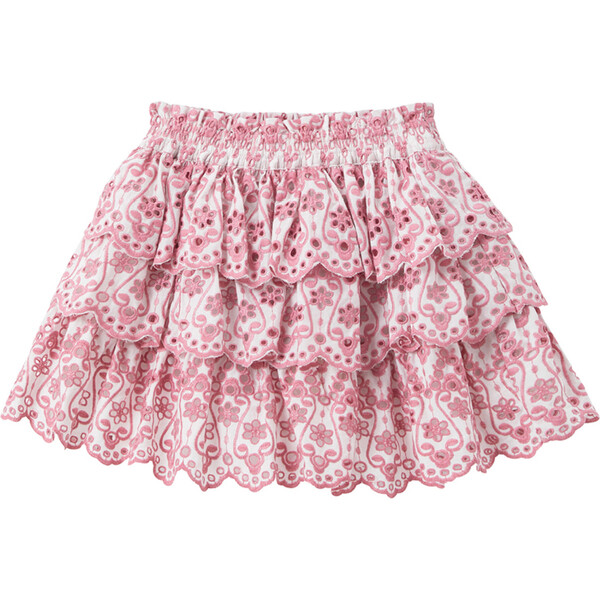 Margaux 3-Tired Ruffle Embroidered Skirt, Pink - Marlo Kids Skirts ...